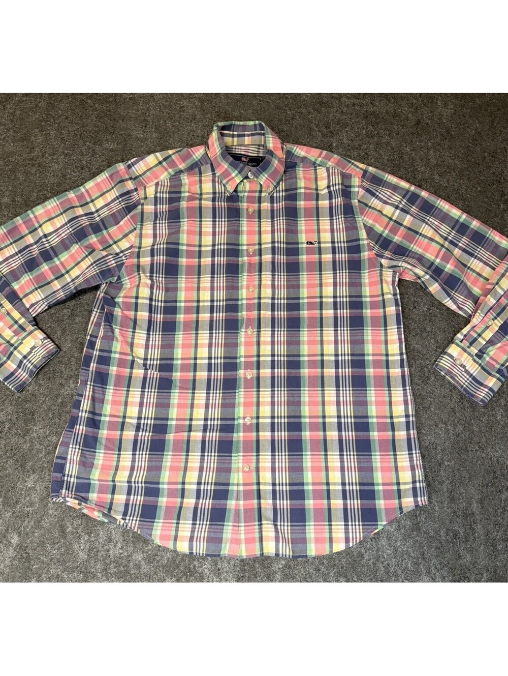 Vineyard Vines Slim Fit Whale Shirt Mens Large Plaid Button Down 100% Cotton